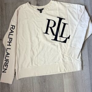 Ralph Lauren White Sweatshirt with Navy Logo